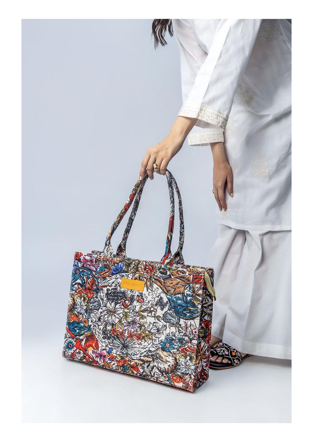 Zellbury Colorful Tote Bag – Stylish Printed Handbag for Women